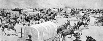 Velký spěch v poledne 16. září: Pohled na východ podél jižní linie Indian School Reserve, 1893 od V. Perard